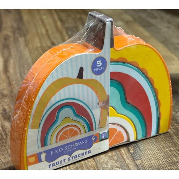 FAO Schwarz Fruit Stacker Wood Building Set, Montessori Toy, Nesting Puzzle NEW! - Picture 7 of 9